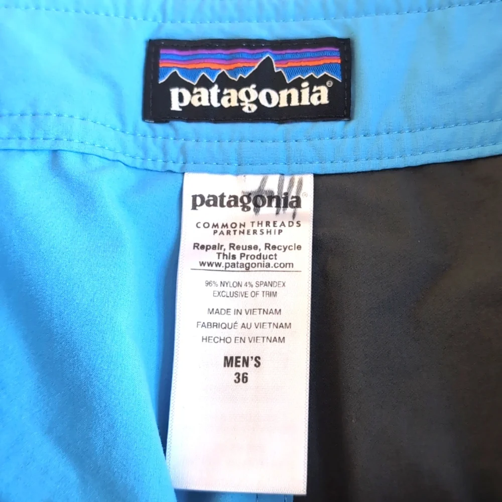 Patagonia Stretch Wavefarer Volley Gray and Blue Shorts Men's Size 36